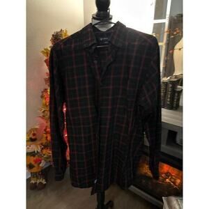 Cremieux Large men’s‎ button up long sleeve plaid shirt red black